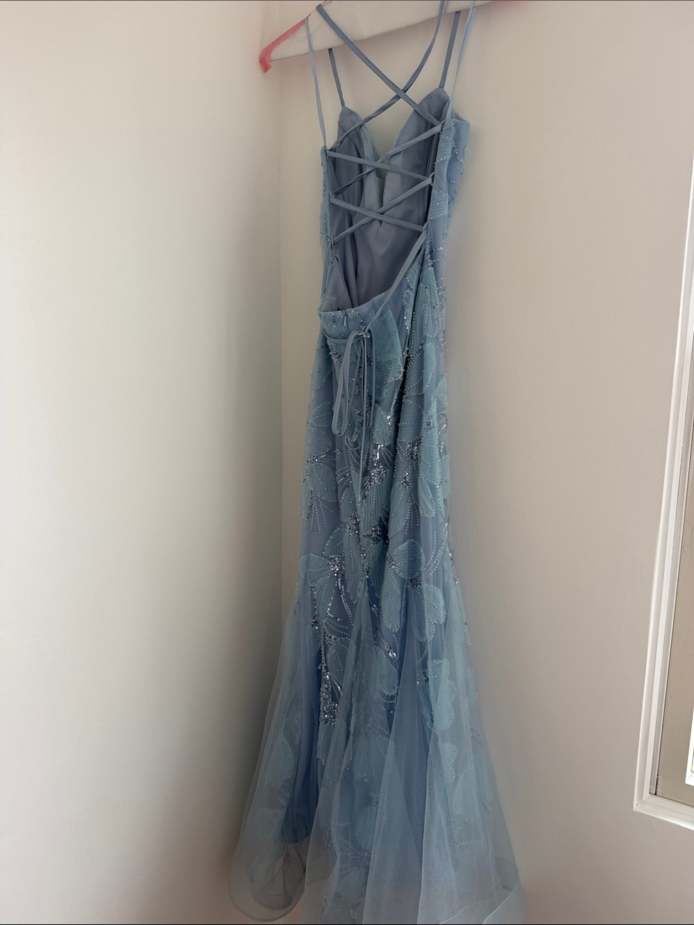 Betsy Adam Light Blue Embellished Floral Tulle Gown - Picture 5 of 5